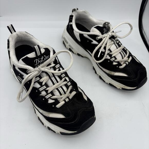 Skechers D'Lites Sneakers Womens Size 8.5 EW Wide Black Memory Foam‎ 11930EW - Picture 1 of 9